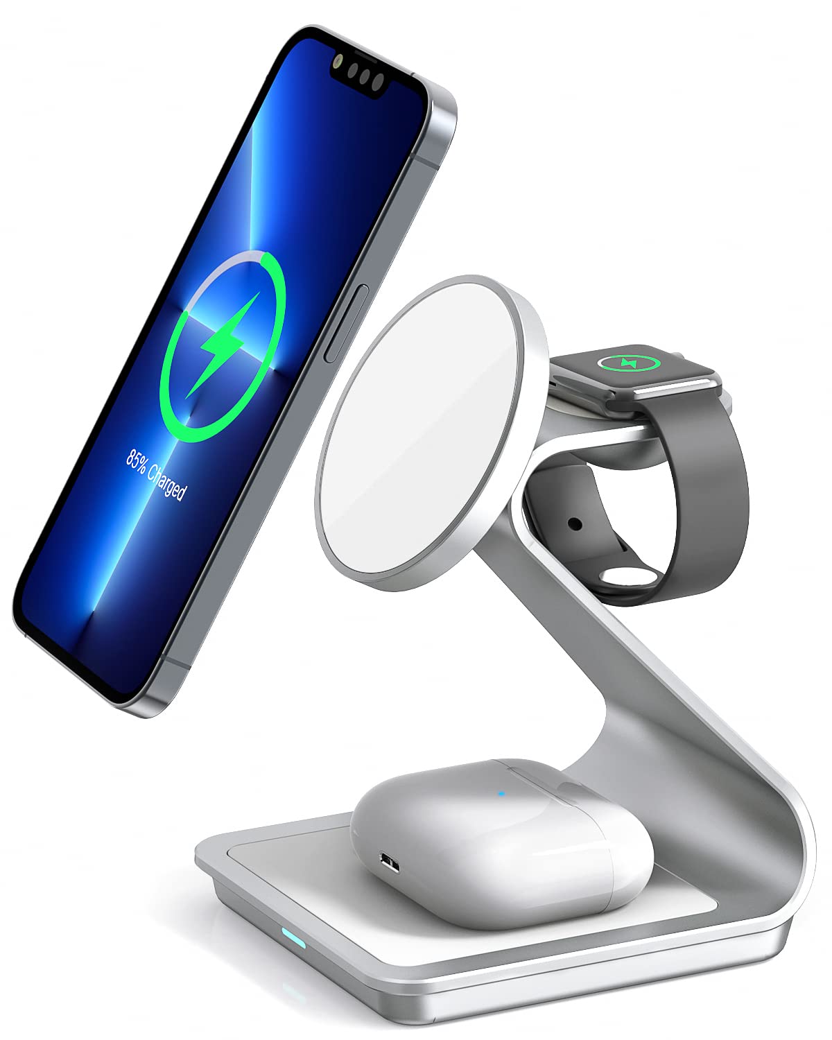 TechMuse ArcDock 3-in-1 Aluminum Wireless Charging Station