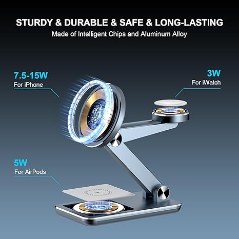TechMuse TriCharge 3-in-1 Magnetic Wireless Charger