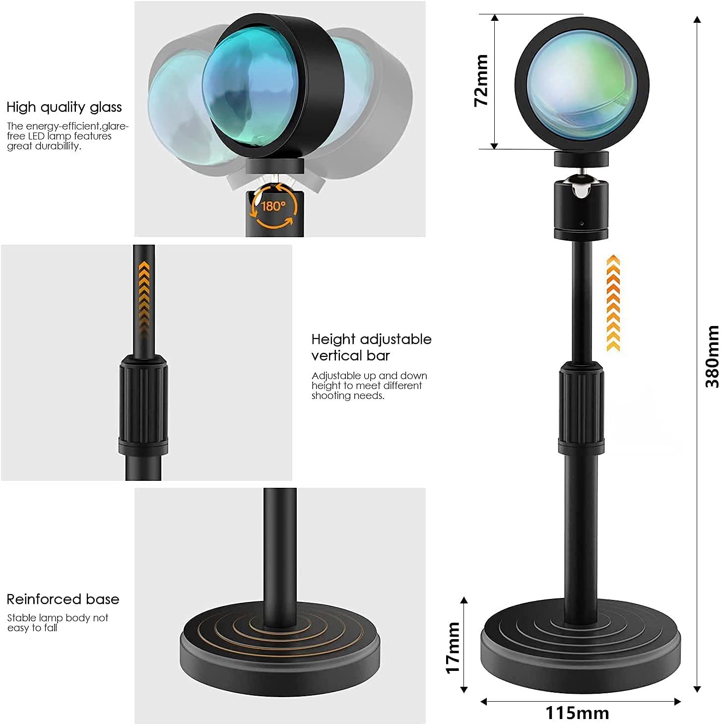 TechMuse AuraGlow Rainbow Sunset Projector Lamp