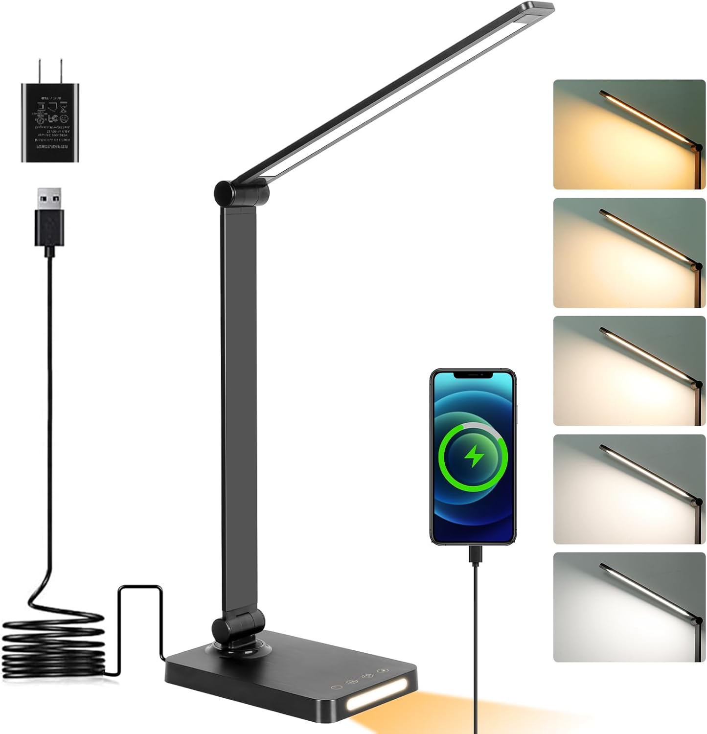 TechMuse Halo LED Desk Lamp with USB & Night Light