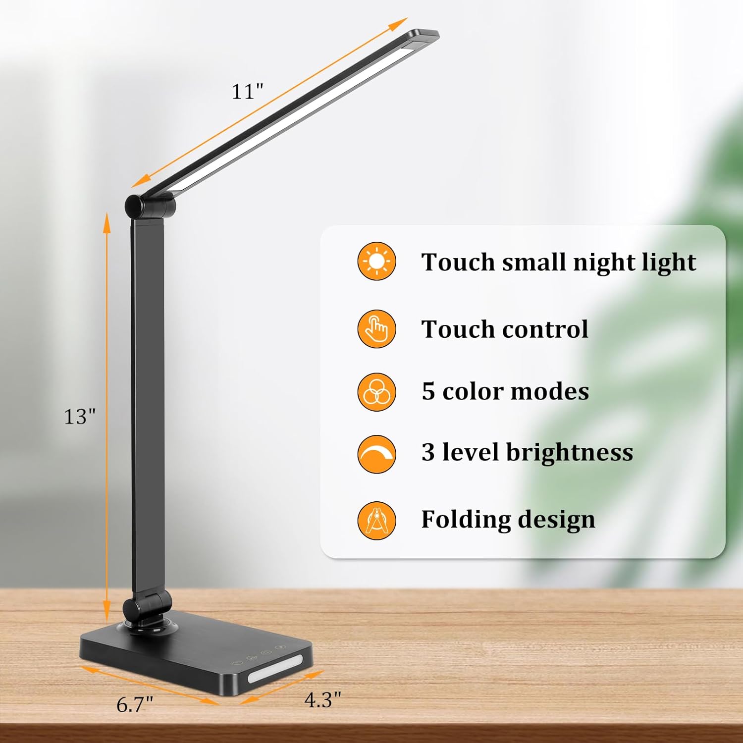 TechMuse Halo LED Desk Lamp with USB & Night Light