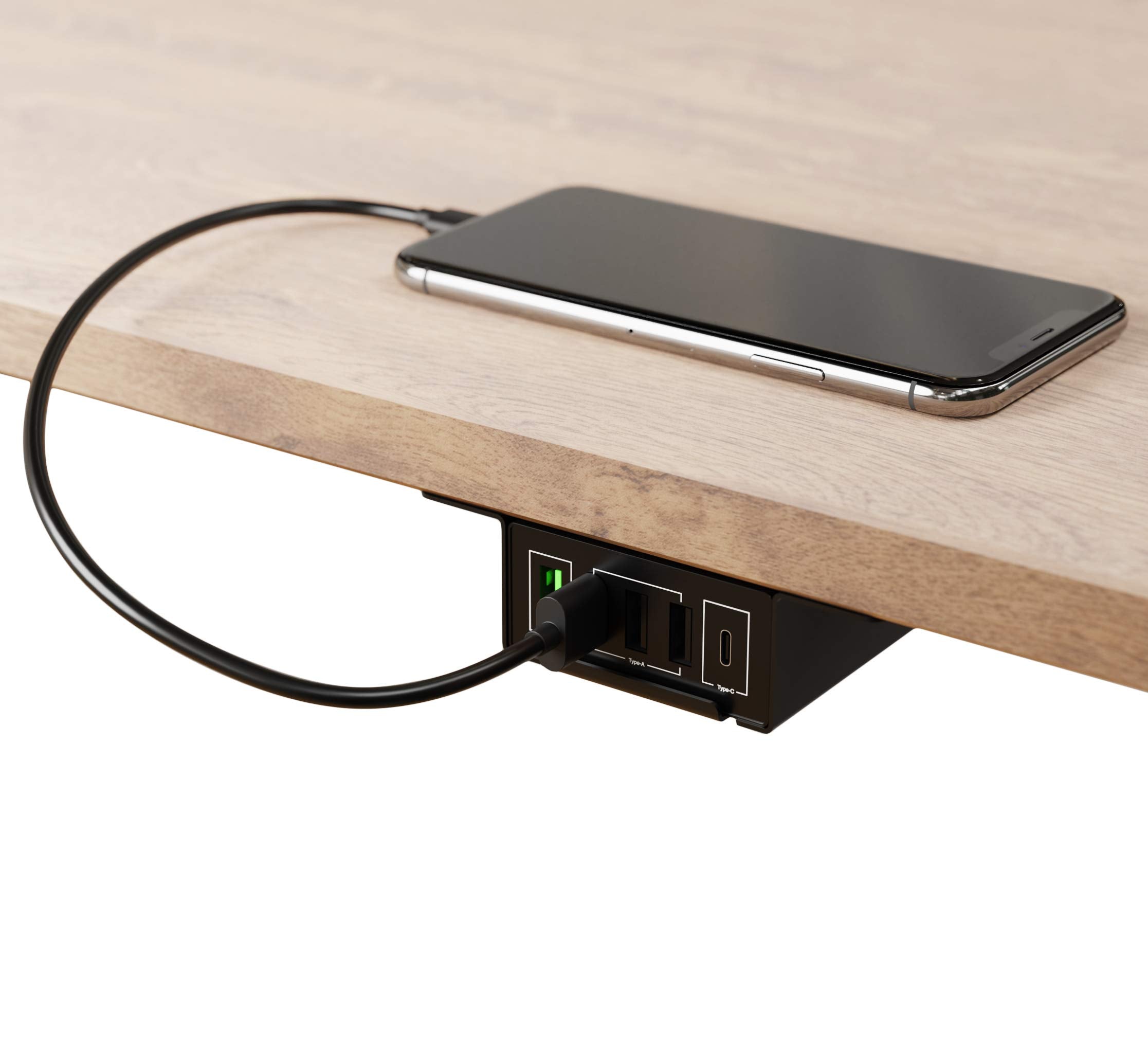 TechMuse DockMini - Under Desk USB Charging Hub (Black)